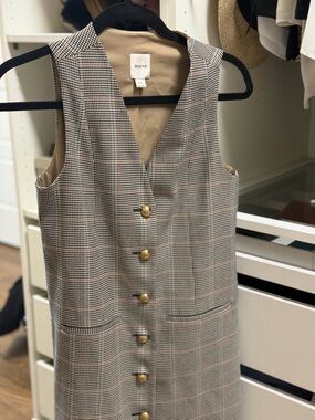 Maeve Houndstooth Button-Front Vest Dress